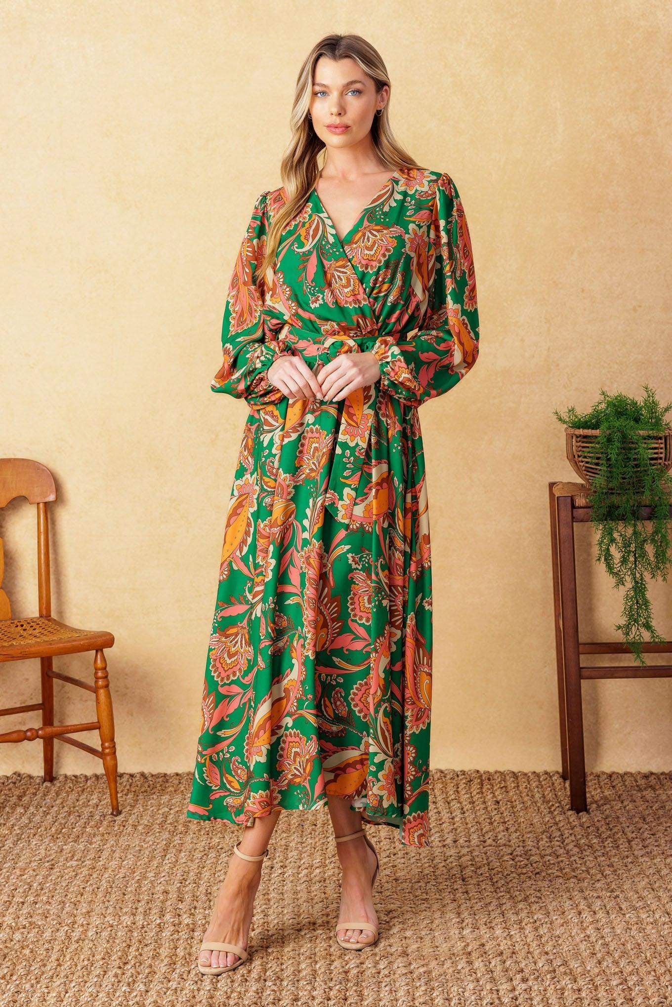 SUNNYSIDE FLORALS WOVEN MIDI DRESS - Flying Tomato - Flyclothing LLC