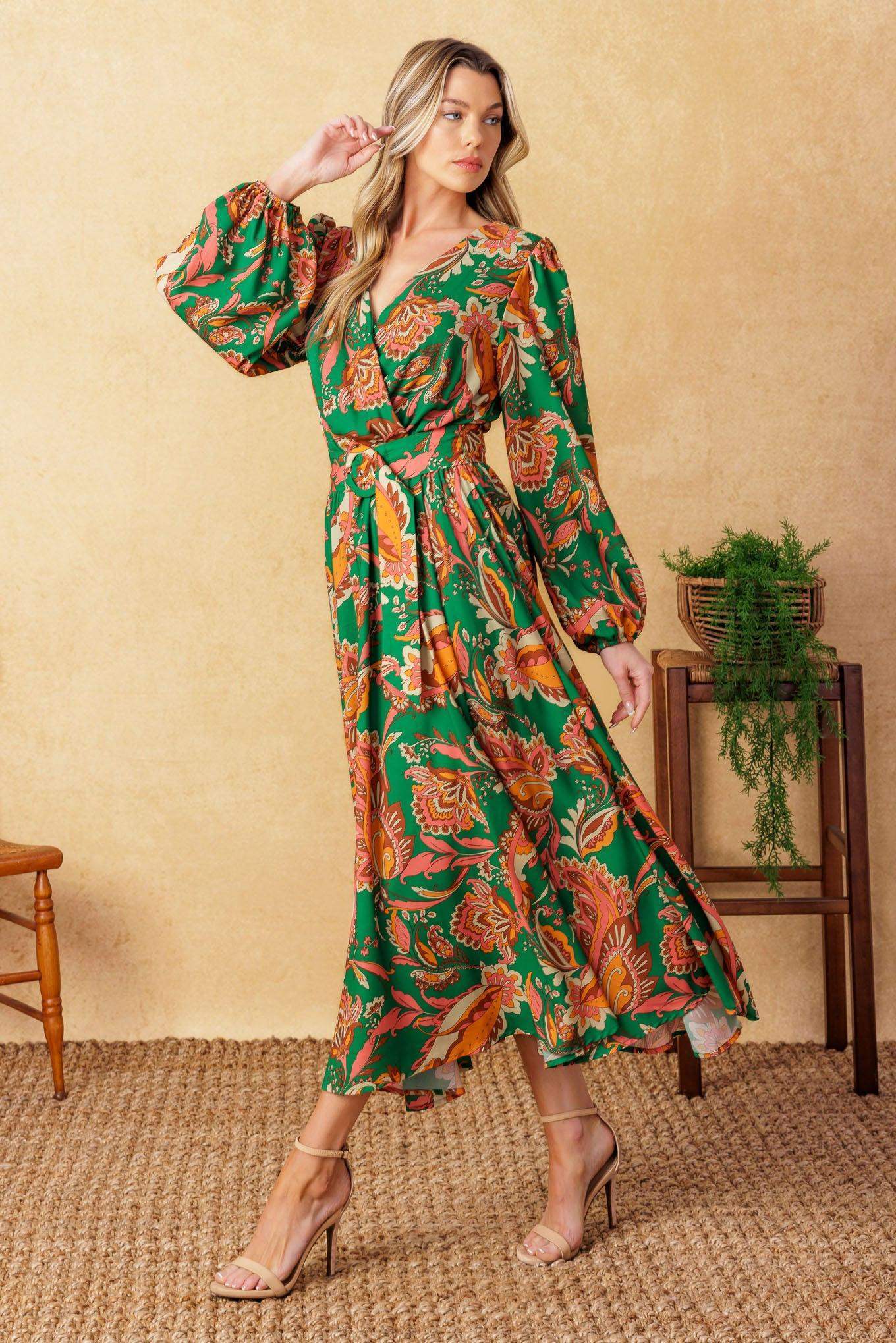 SUNNYSIDE FLORALS WOVEN MIDI DRESS - Flying Tomato - Flyclothing LLC