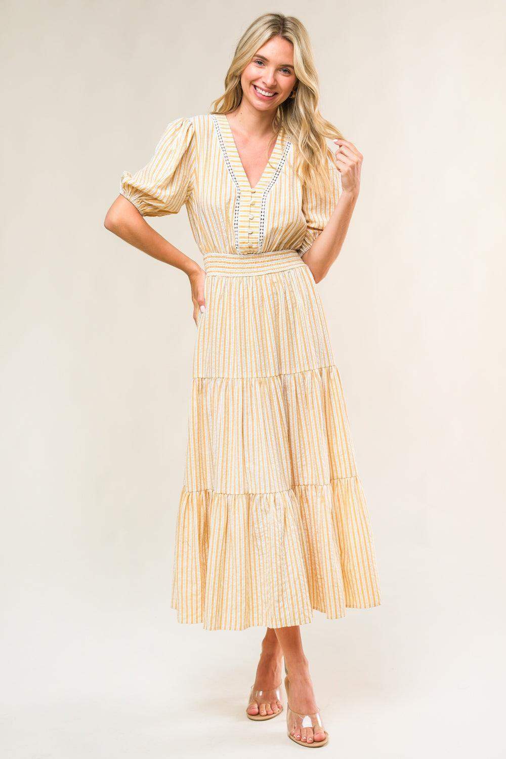 WITH THE GIRLS WOVEN MIDI DRESS - Flying Tomato - Flyclothing LLC