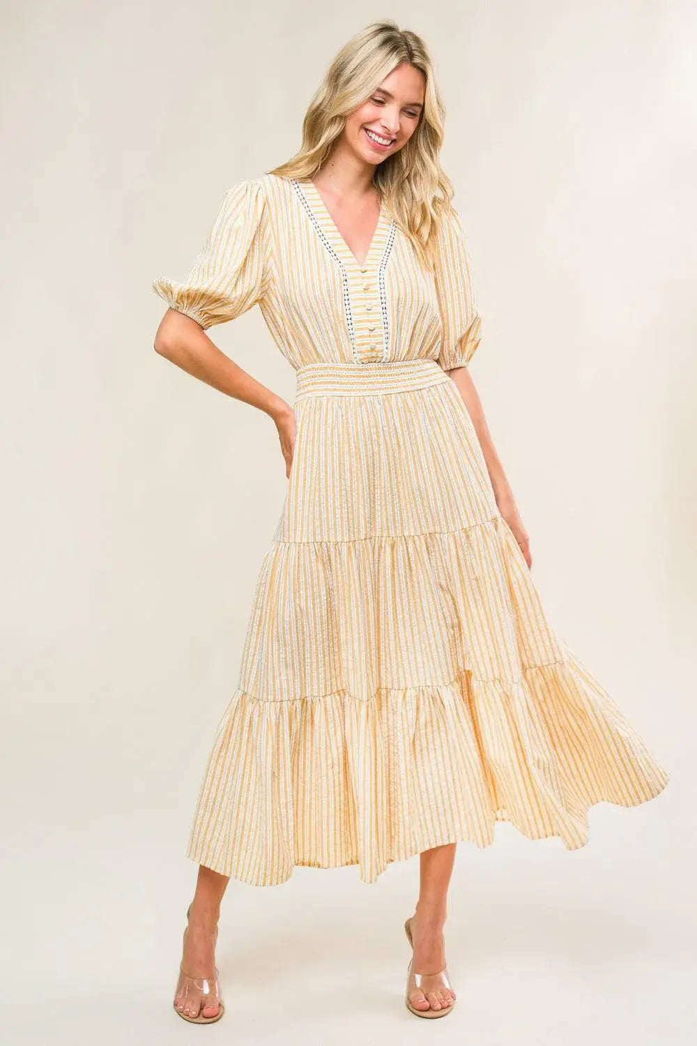 WITH THE GIRLS WOVEN MIDI DRESS - Flying Tomato - Flyclothing LLC