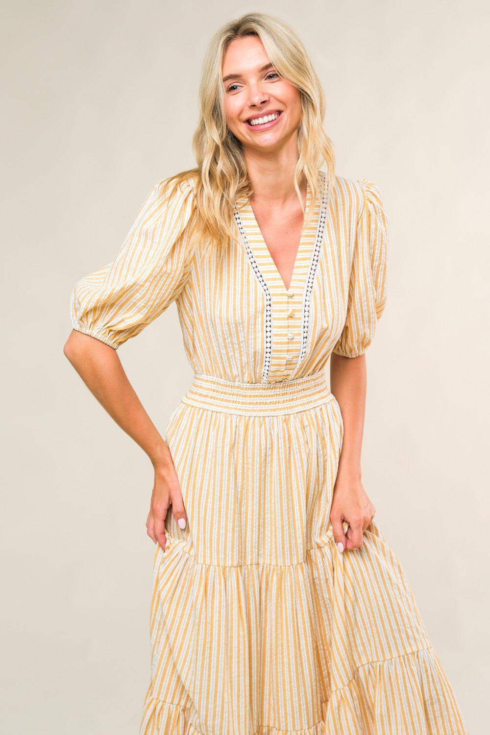 WITH THE GIRLS WOVEN MIDI DRESS - Flying Tomato - Flyclothing LLC