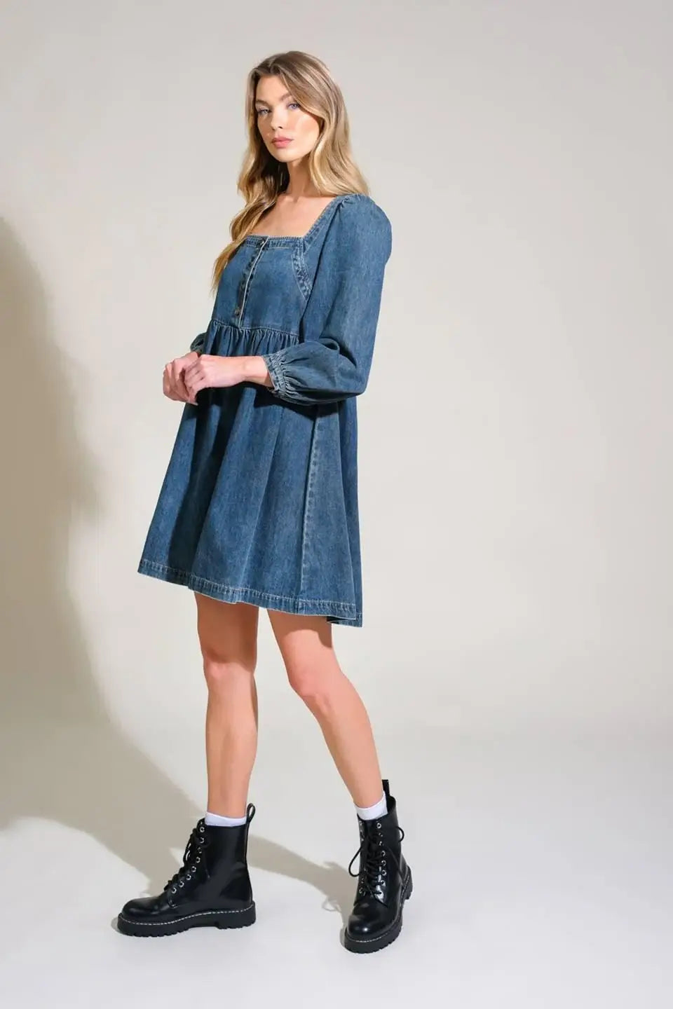 EXOTIC ESCAPE DENIM MINI DRESS - Flying Tomato - Flyclothing LLC