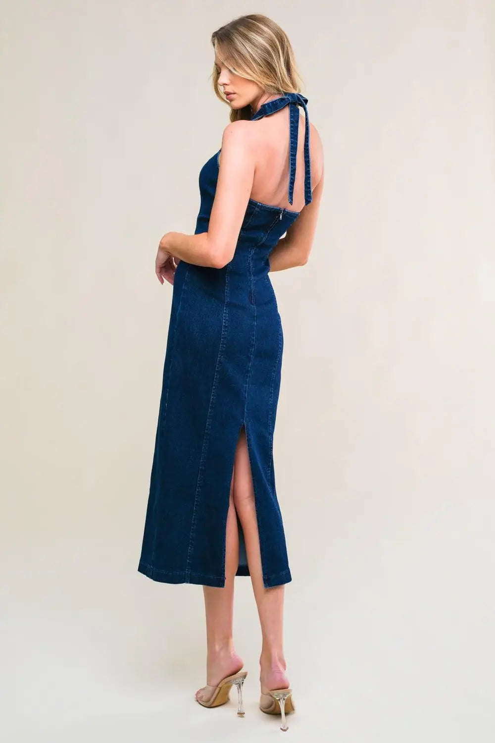 SO QUINTESSENTIAL DENIM MIDI DRESS - Flying Tomato - Flyclothing LLC