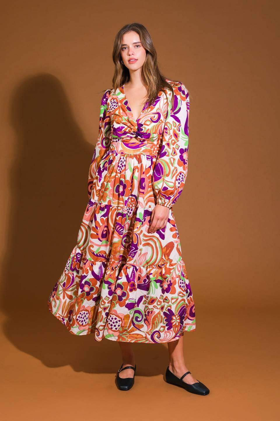 BLOSSOM BEAUTY WOVEN MIDI DRESS - Flying Tomato - Flyclothing LLC