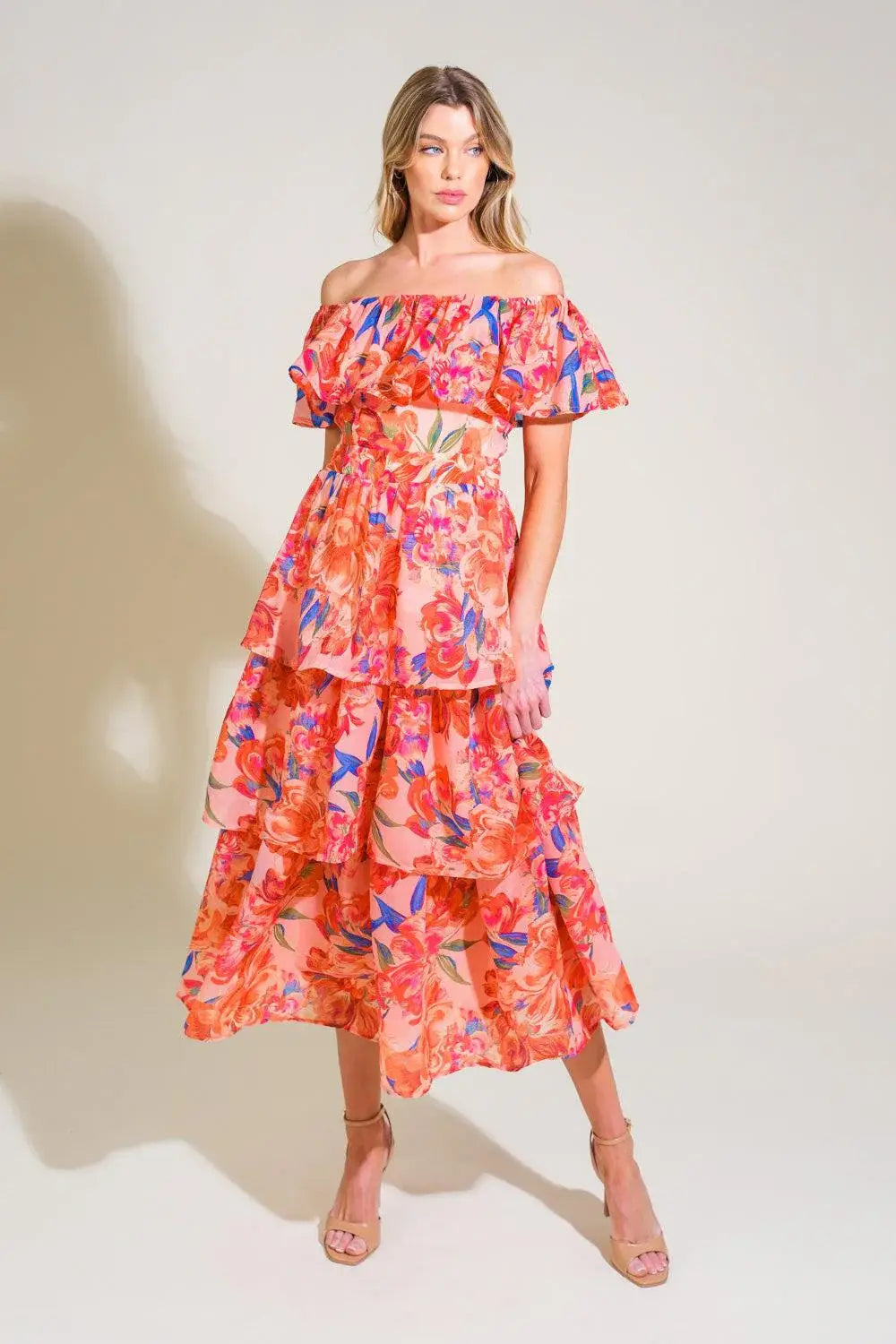 STROLL THE AVENUES WOVEN MIDI DRESS - Flying Tomato - Flyclothing LLC
