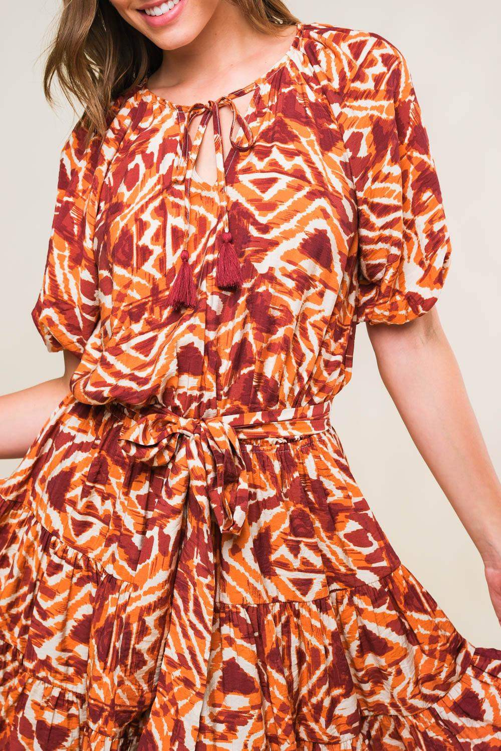 FLORA HARMONY WOVEN MINI DRESS - Flying Tomato - Flyclothing LLC