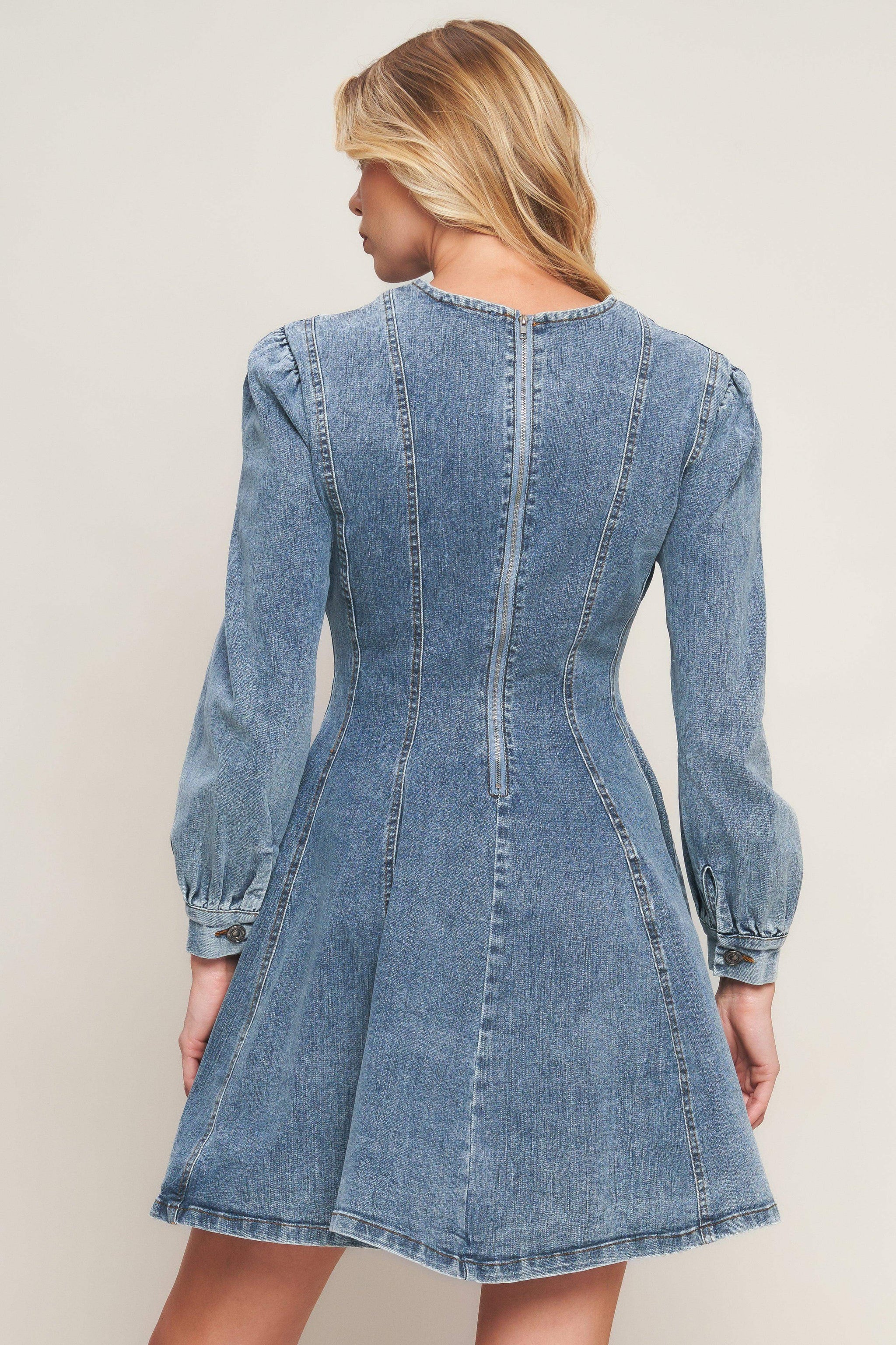 YOUR SWEETIE DENIM MINI DRESS - Flying Tomato - Flyclothing LLC