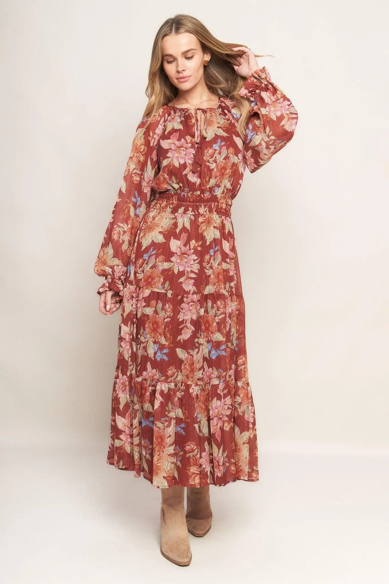 FOREST PARK WOVEN MIDI DRESS - Flying Tomato - Flyclothing LLC