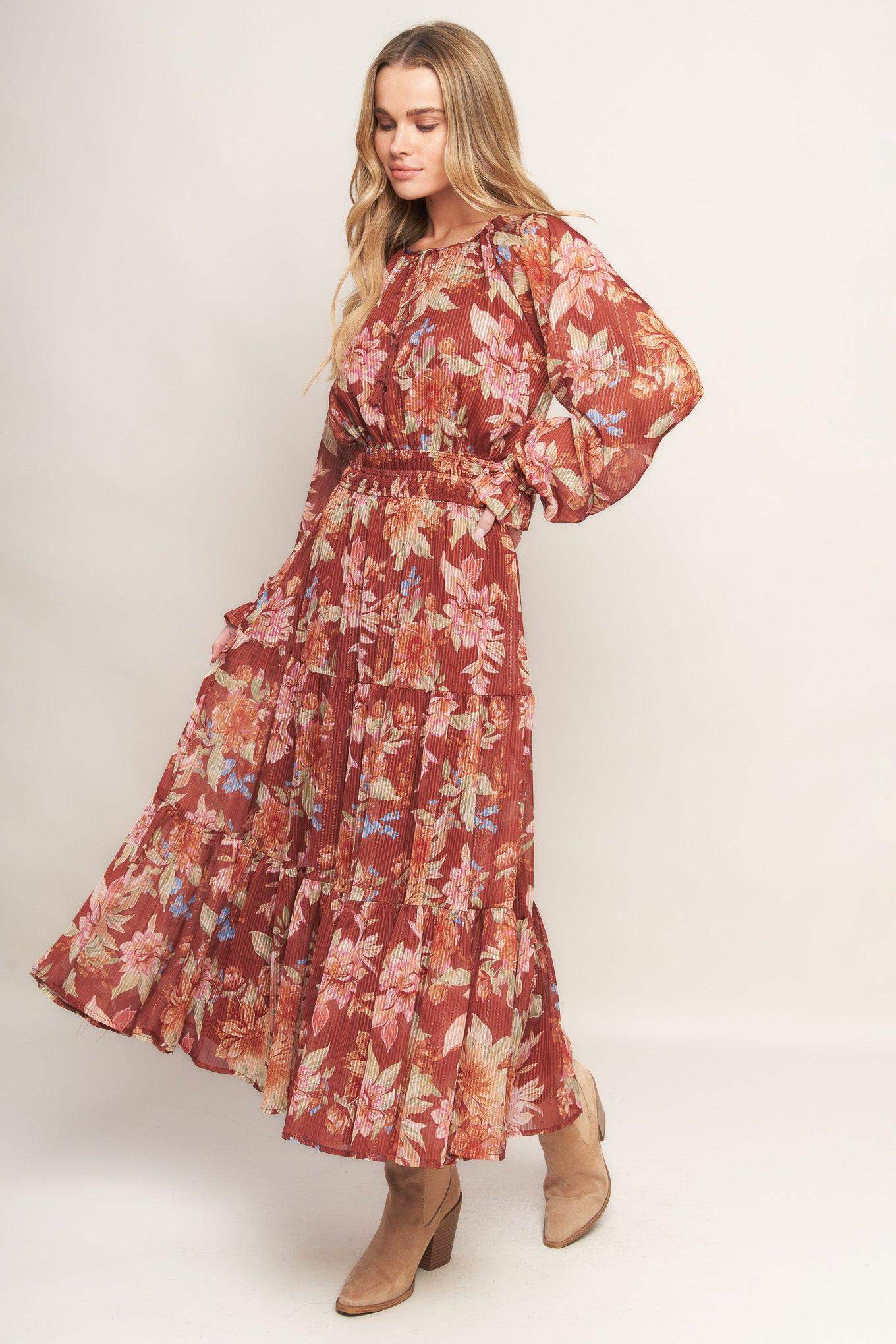 FOREST PARK WOVEN MIDI DRESS - Flying Tomato - Flyclothing LLC