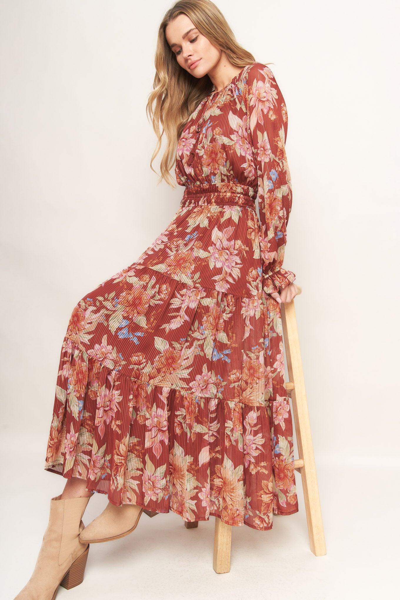 FOREST PARK WOVEN MIDI DRESS - Flying Tomato - Flyclothing LLC