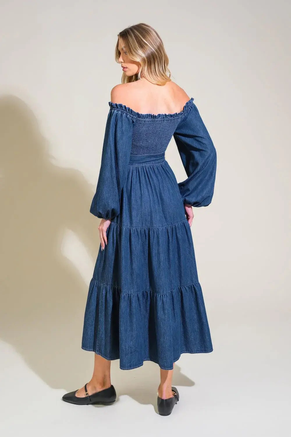 ARTISTIC IMPULSE DENIM MIDI DRESS - Flying Tomato - Flyclothing LLC