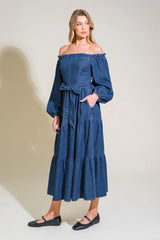 ARTISTIC IMPULSE DENIM MIDI DRESS - Flying Tomato - Flyclothing LLC
