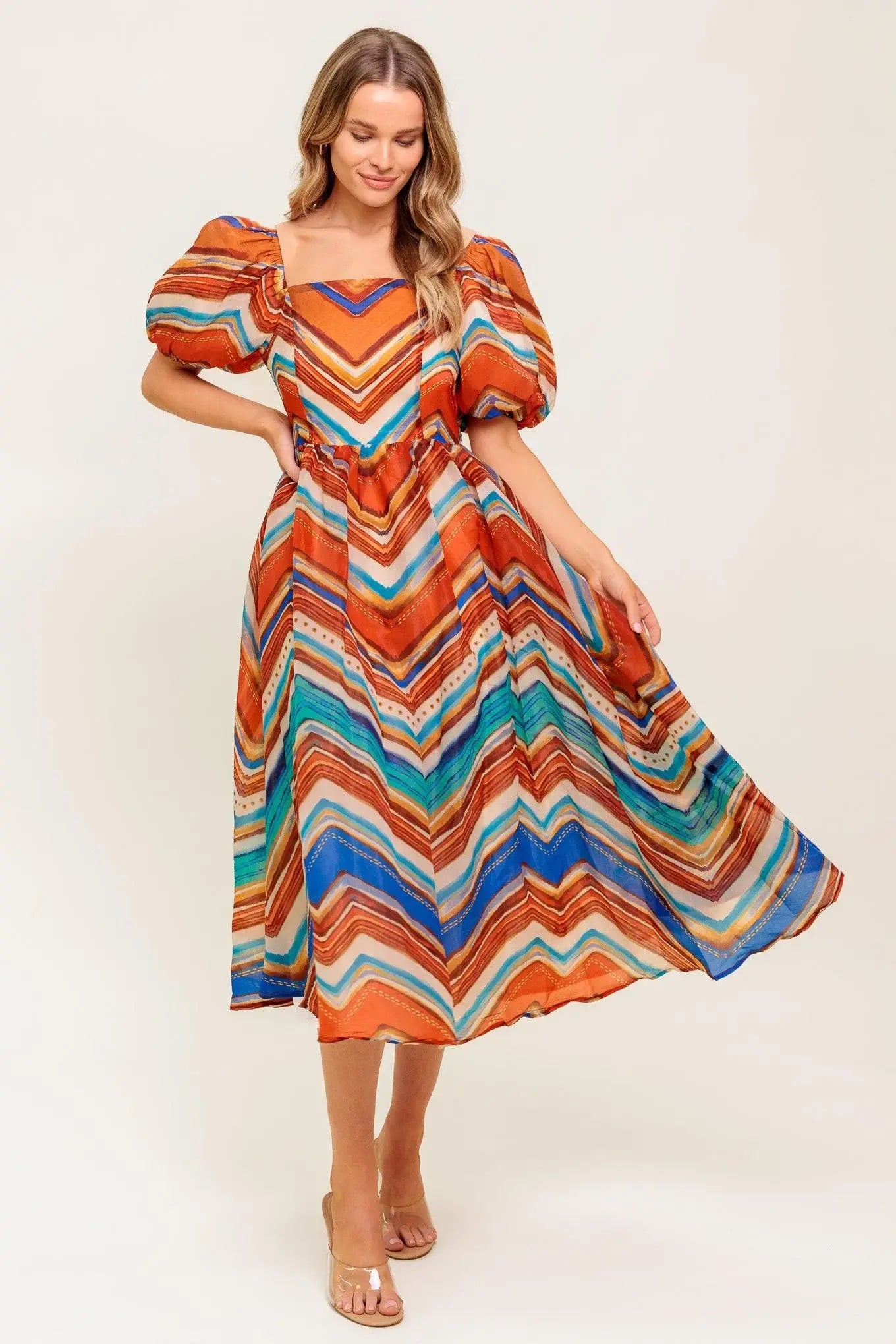 BRIGHT PERSONALITY WOVEN MIDI DRESS - Flying Tomato - Flyclothing LLC