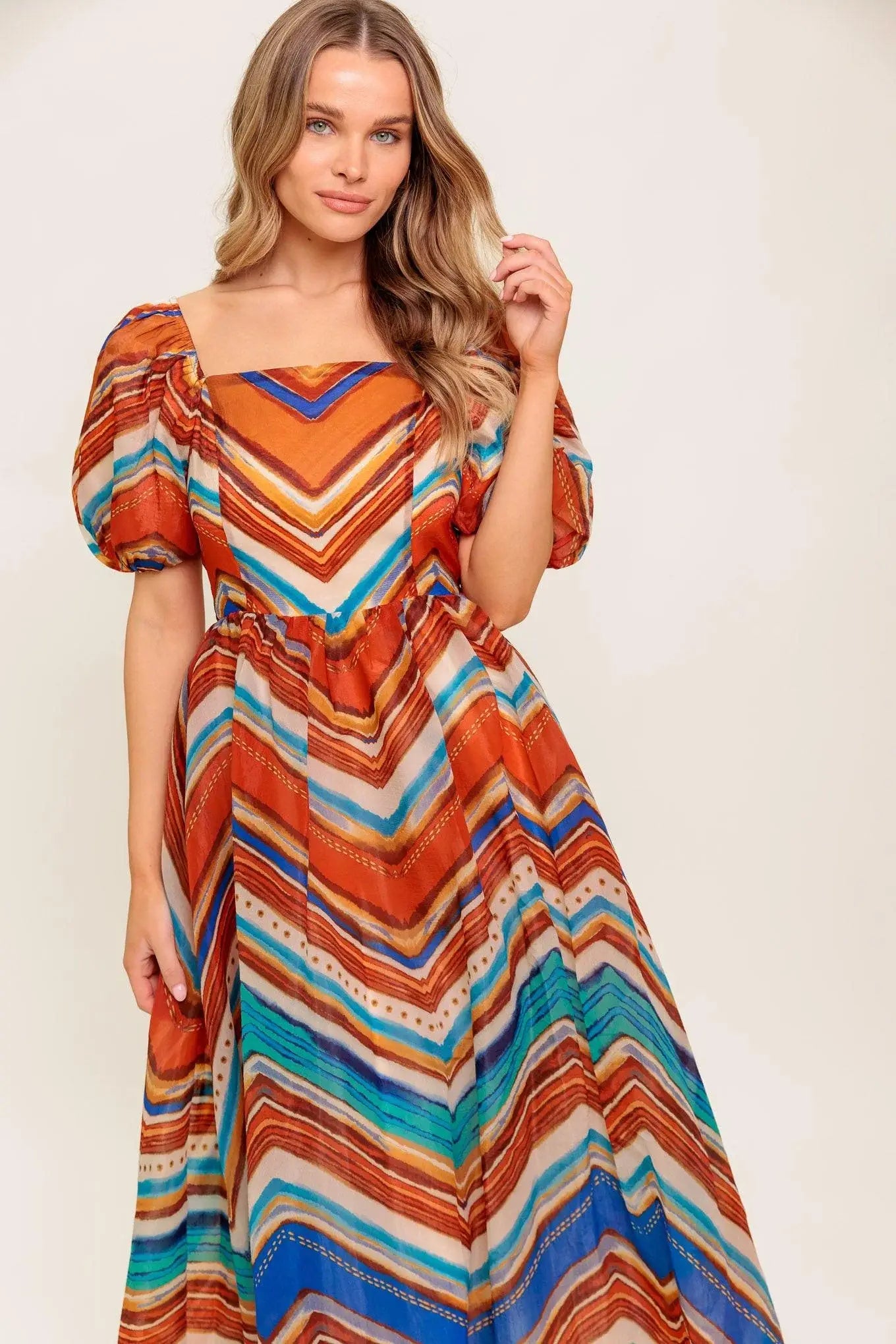 BRIGHT PERSONALITY WOVEN MIDI DRESS - Flying Tomato - Flyclothing LLC