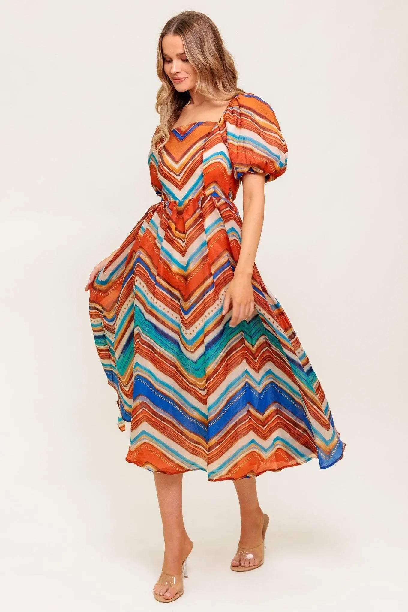 BRIGHT PERSONALITY WOVEN MIDI DRESS - Flying Tomato - Flyclothing LLC