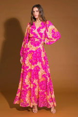 CUNNINGHAM FLORALS WOVEN MAXI DRESS - Flying Tomato - Flyclothing LLC