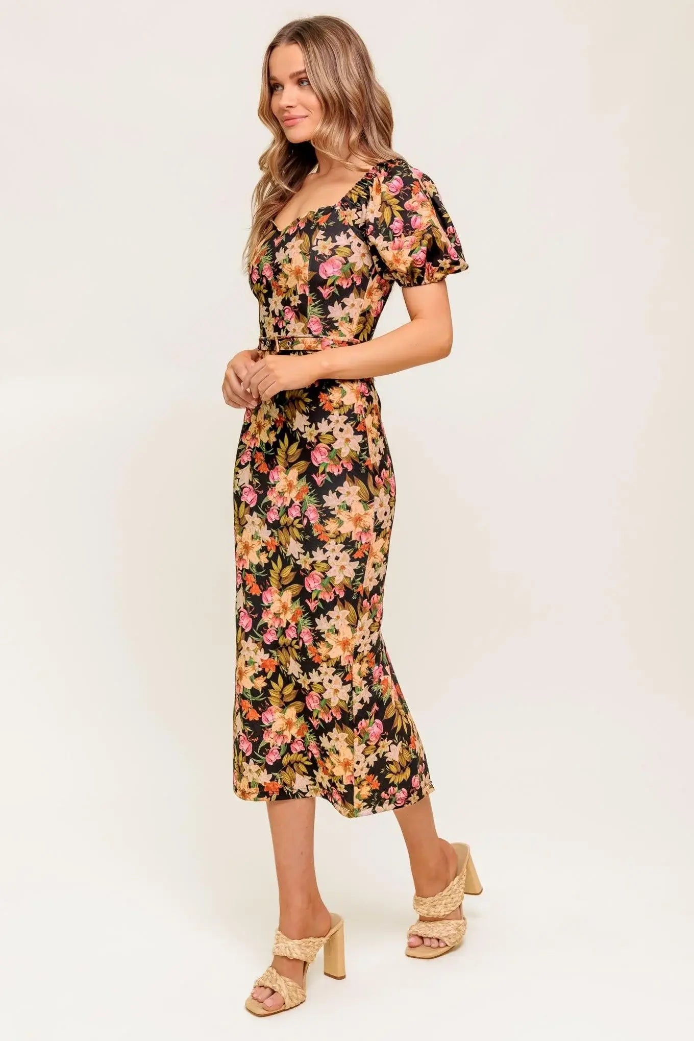SWEET AT HEART WOVEN MIDI DRESS - Flying Tomato - Flyclothing LLC