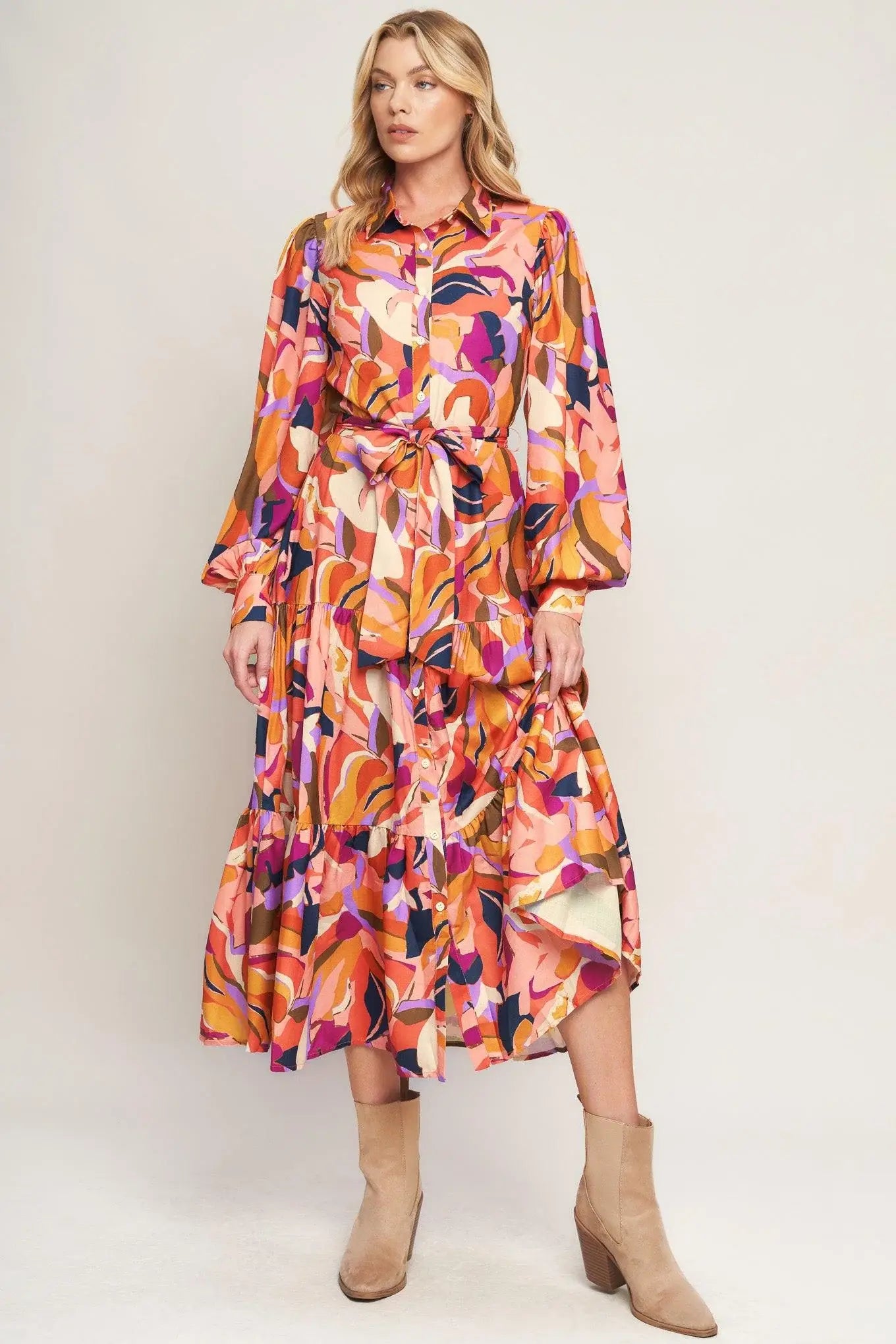 ROSEWOOD ROMANCE WOVEN MIDI DRESS - Flying Tomato - Flyclothing LLC