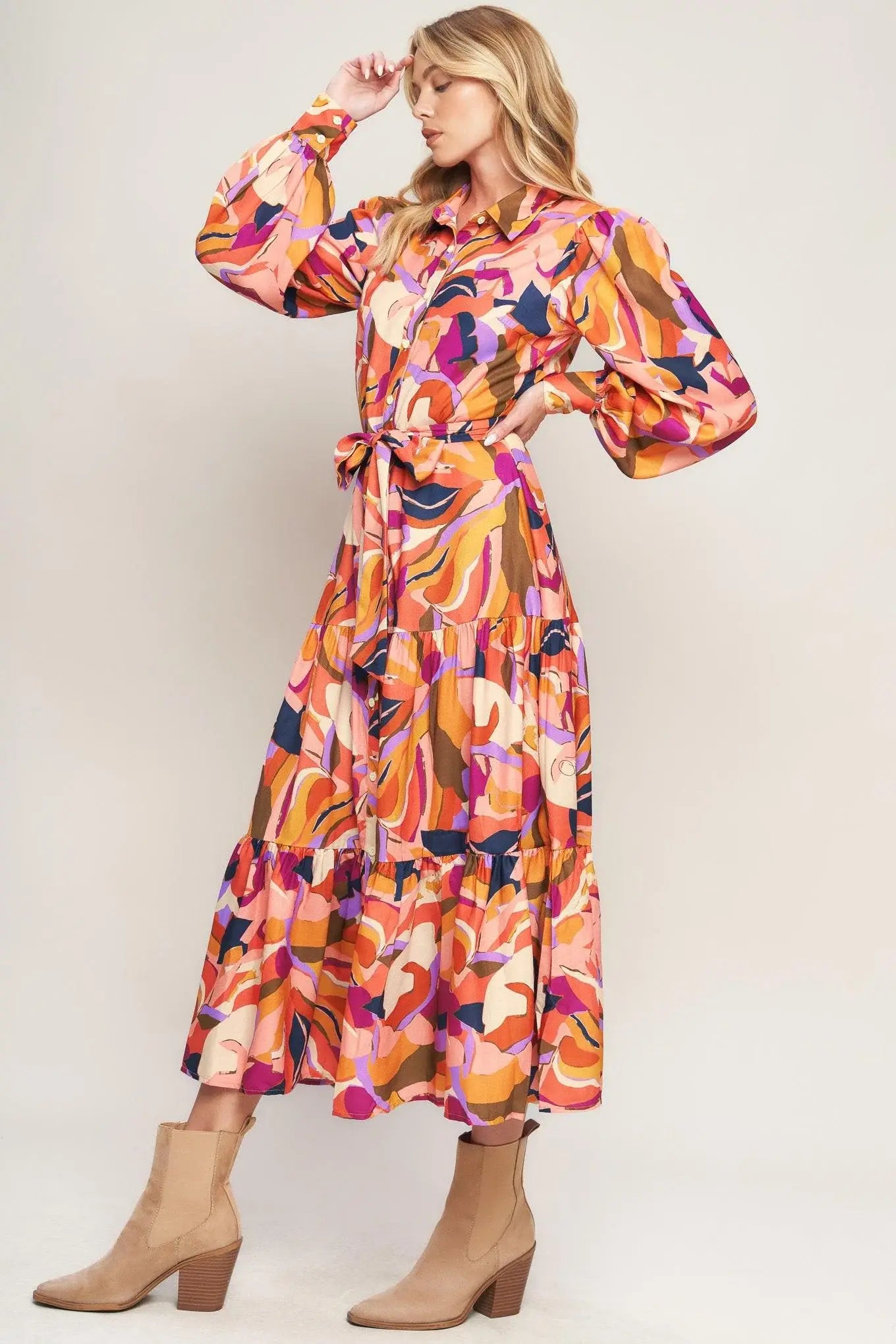 ROSEWOOD ROMANCE WOVEN MIDI DRESS - Flying Tomato - Flyclothing LLC
