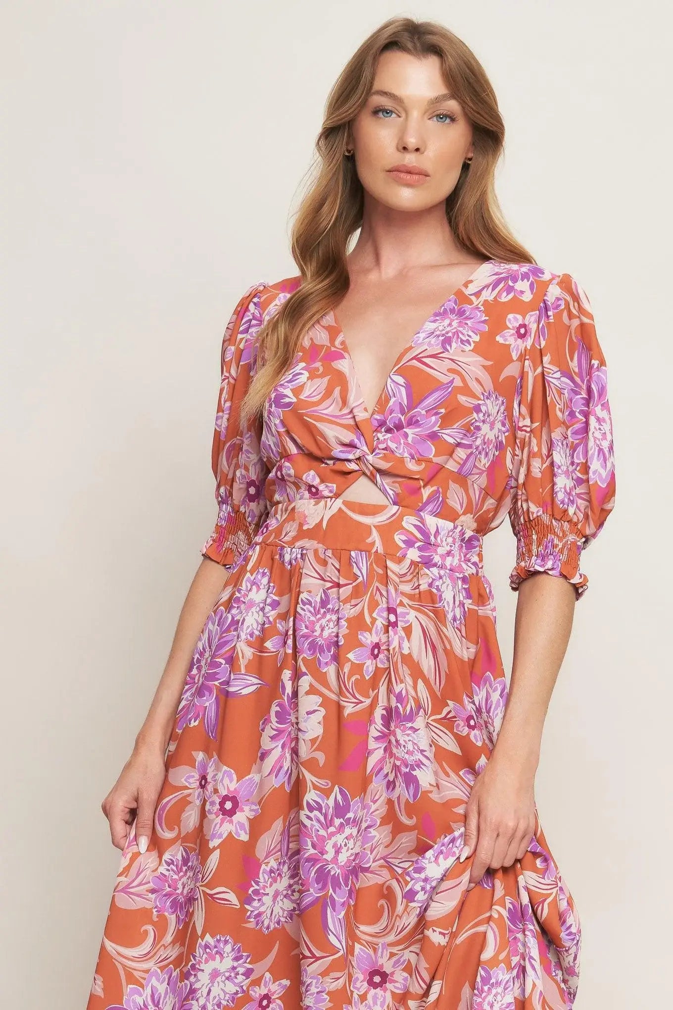 MEADOW SERENADE WOVEN MIDI DRESS - Flying Tomato - Flyclothing LLC