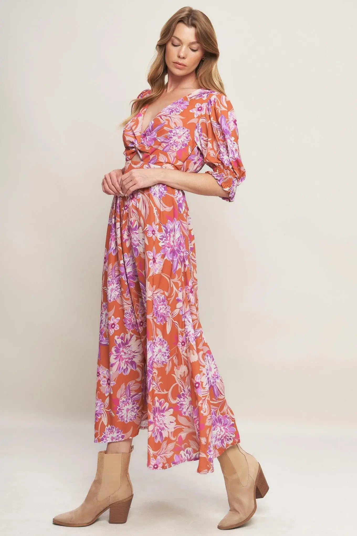 MEADOW SERENADE WOVEN MIDI DRESS - Flying Tomato - Flyclothing LLC