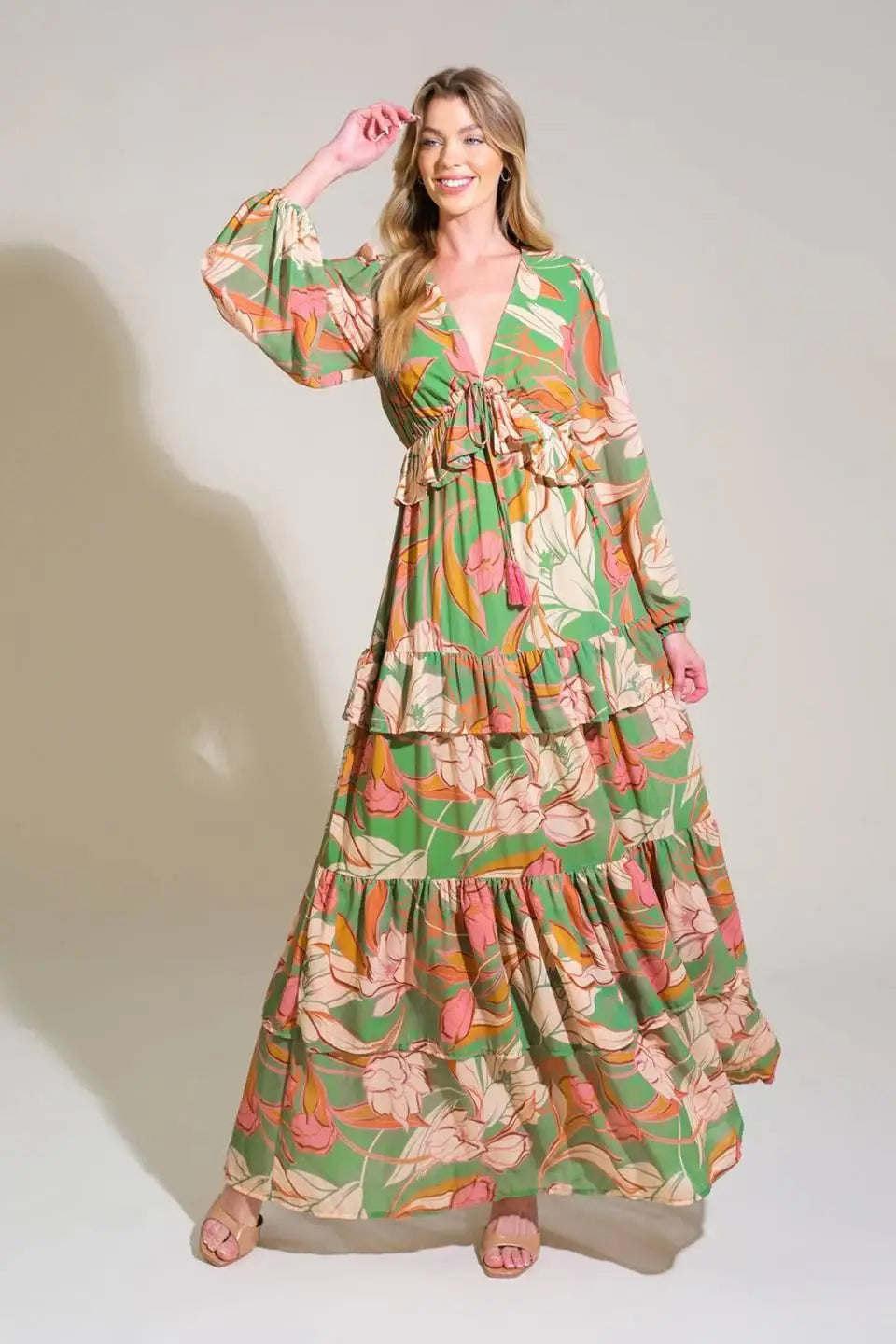 GRACE IN EVERY STEP WOVEN MAXI DRESS - Flying Tomato - Flyclothing LLC