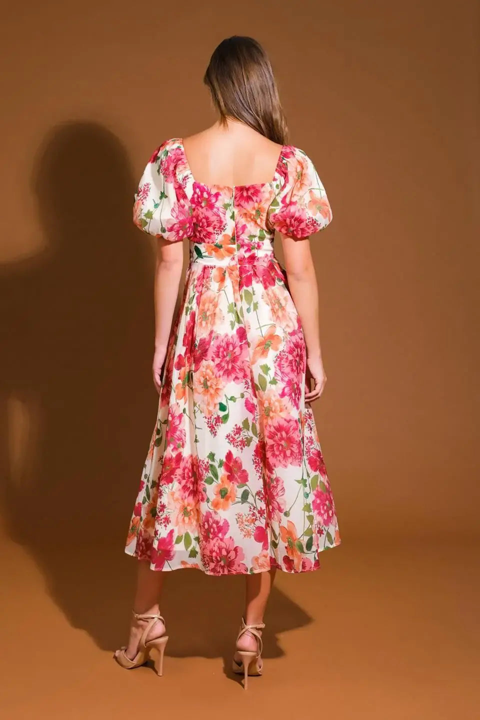 FLORAL REVERIE WOVEN MIDI DRESS - Flying Tomato - Flyclothing LLC