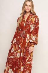 BLOOMING RADIANCE WOVEN MIDI DRESS - Flying Tomato - Flyclothing LLC