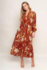 BLOOMING RADIANCE WOVEN MIDI DRESS - Flying Tomato - Flyclothing LLC