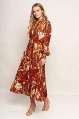 BLOOMING RADIANCE WOVEN MIDI DRESS - Flying Tomato - Flyclothing LLC