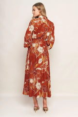 BLOOMING RADIANCE WOVEN MIDI DRESS - Flying Tomato - Flyclothing LLC
