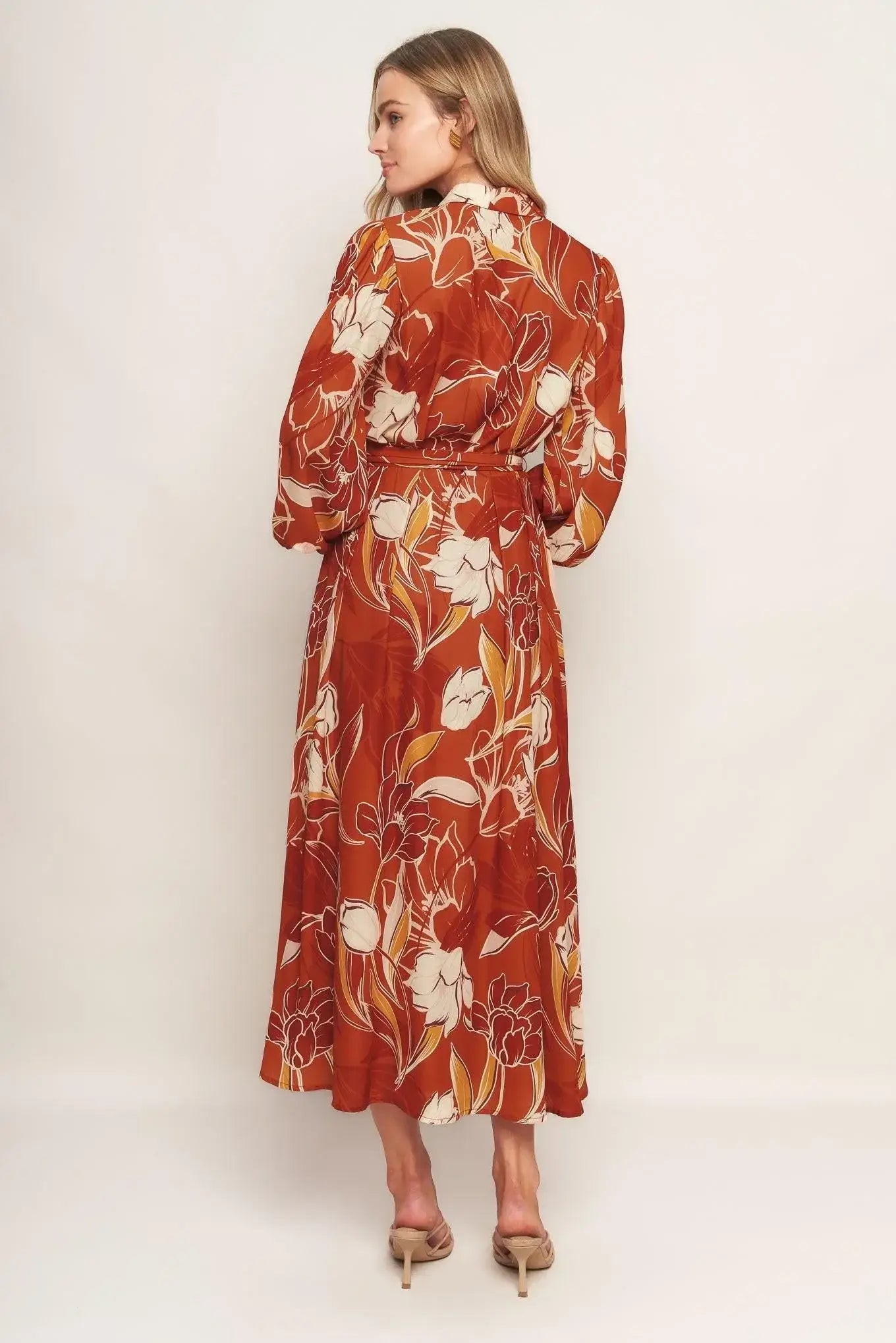 BLOOMING RADIANCE WOVEN MIDI DRESS - Flying Tomato - Flyclothing LLC