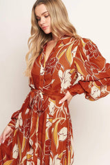 BLOOMING RADIANCE WOVEN MIDI DRESS - Flying Tomato - Flyclothing LLC