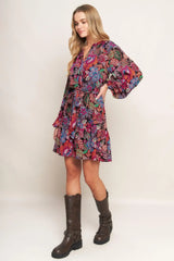 FLORAL BLISS WOVEN MINI DRESS - Flying Tomato - Flyclothing LLC