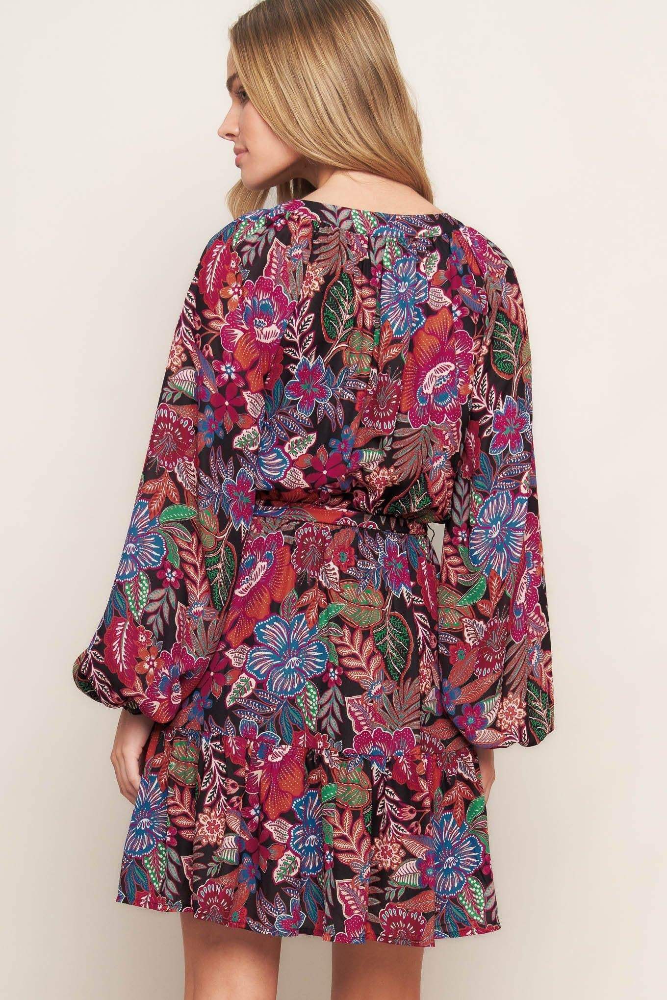FLORAL BLISS WOVEN MINI DRESS - Flying Tomato - Flyclothing LLC