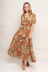 CAN'T LIVE WITHOUT RUST WOVEN MIDI DRESS - Flying Tomato - Flyclothing LLC