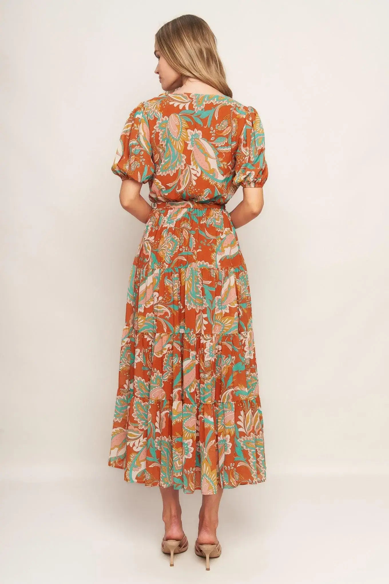 CAN'T LIVE WITHOUT RUST WOVEN MIDI DRESS - Flying Tomato - Flyclothing LLC