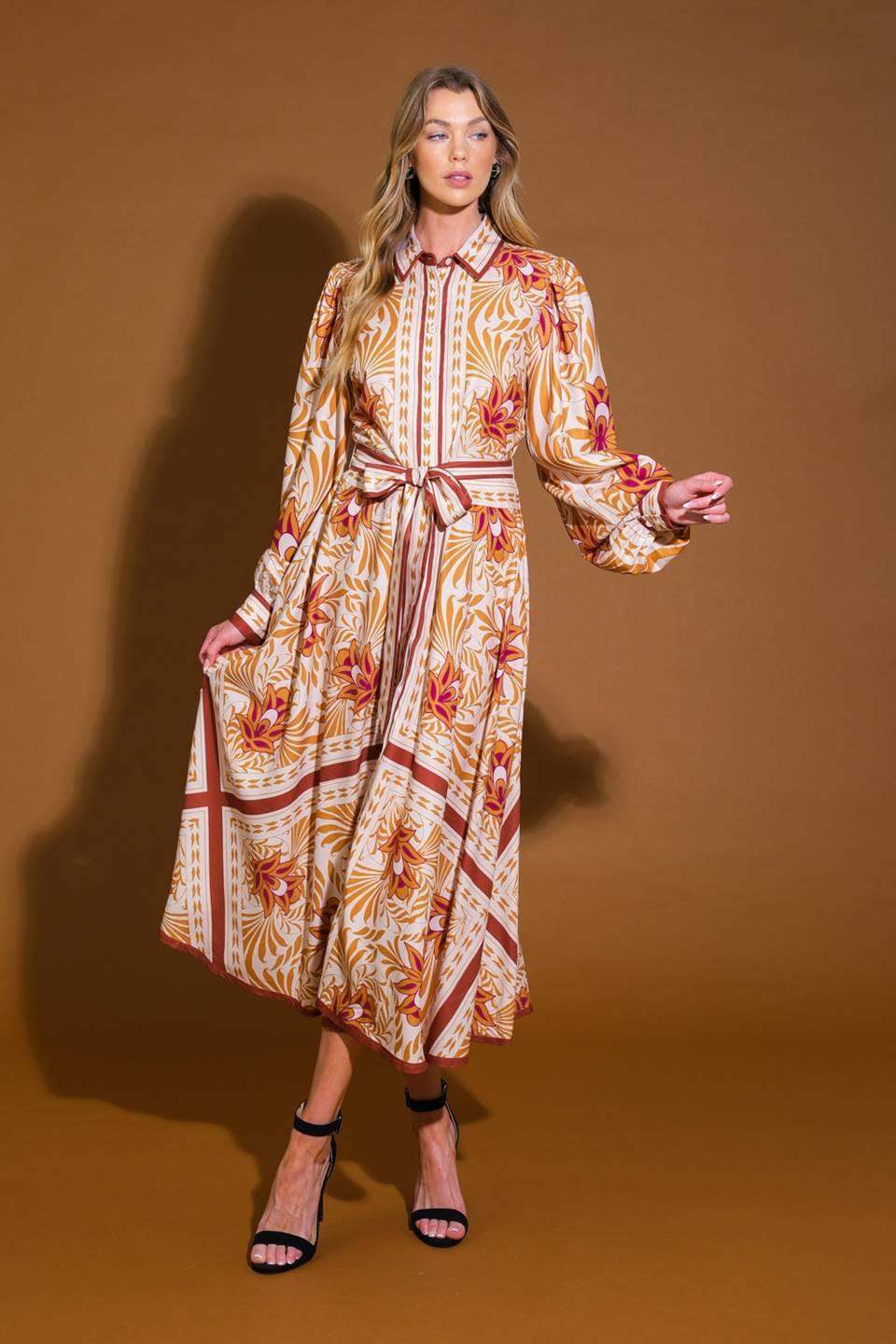 LOVE ESPRESSO WOVEN MIDI DRESS - Flying Tomato - Flyclothing LLC