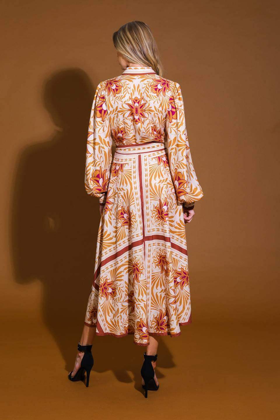 LOVE ESPRESSO WOVEN MIDI DRESS - Flying Tomato - Flyclothing LLC
