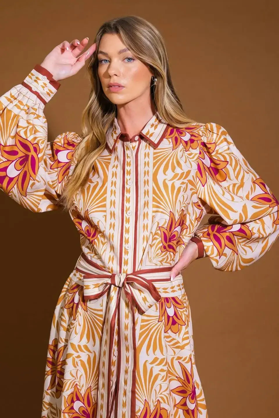 LOVE ESPRESSO WOVEN MIDI DRESS - Flying Tomato - Flyclothing LLC