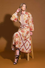 LOVE ESPRESSO WOVEN MIDI DRESS - Flying Tomato - Flyclothing LLC