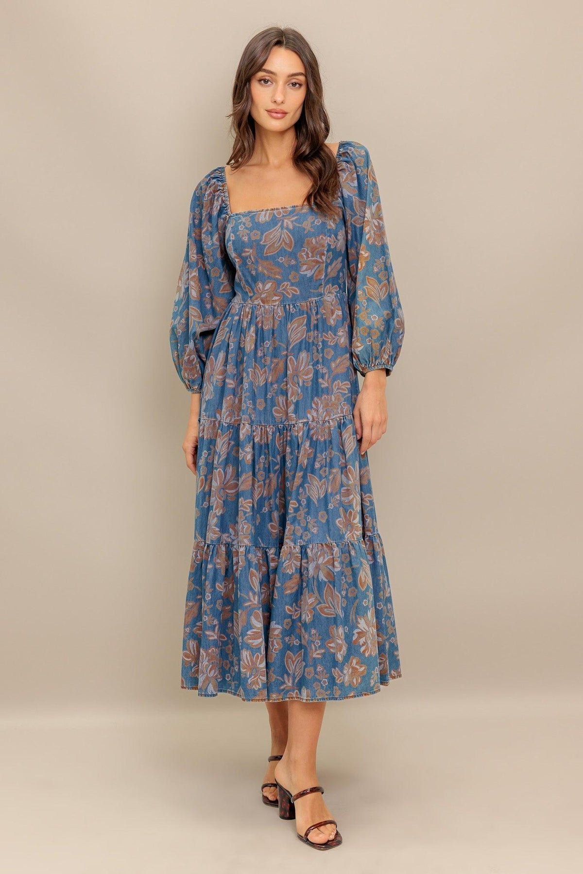 CIRCLE OF FRIENDS DENIM MIDI DRESS - Flying Tomato - Flyclothing LLC