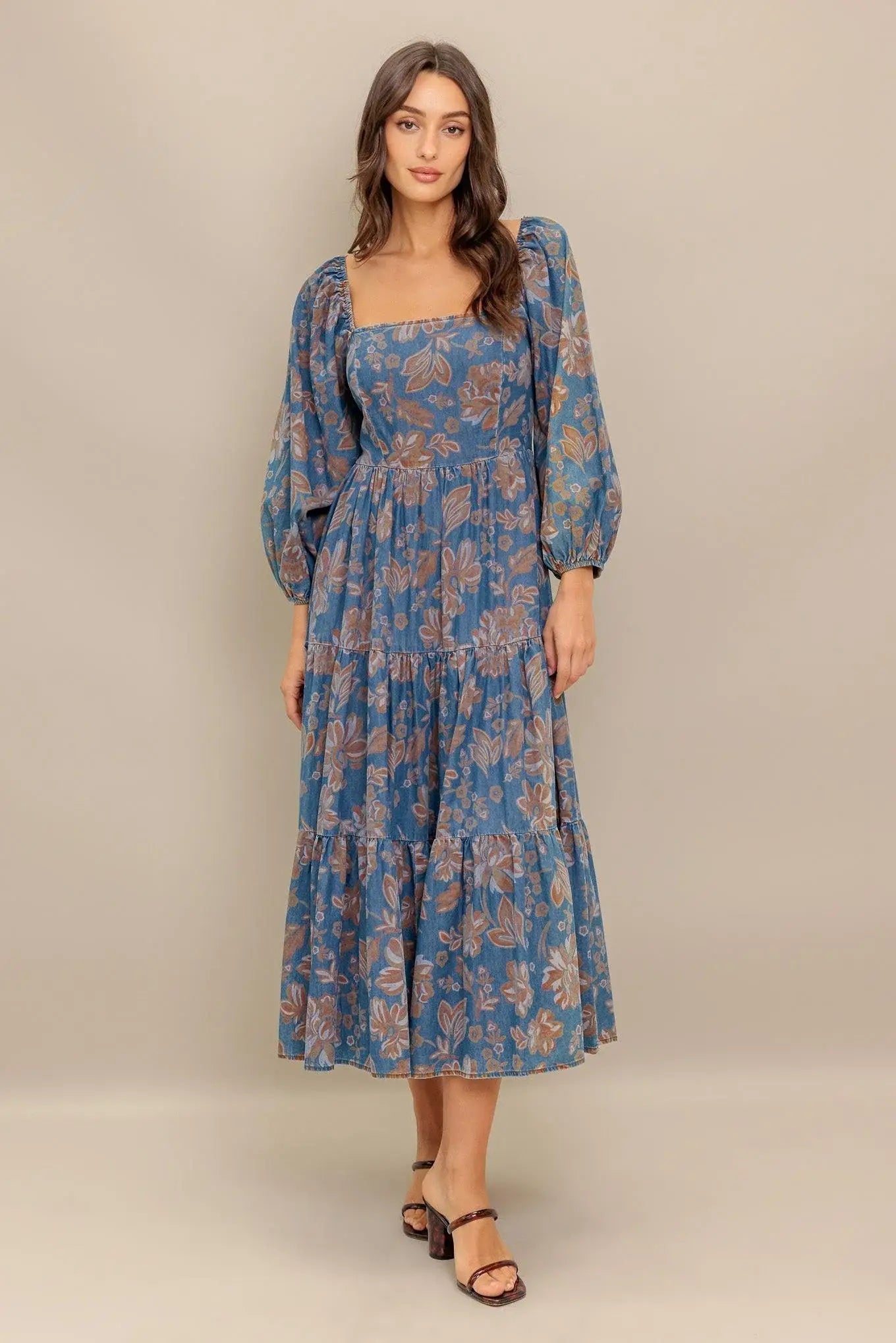 CIRCLE OF FRIENDS DENIM MIDI DRESS - Flying Tomato - Flyclothing LLC