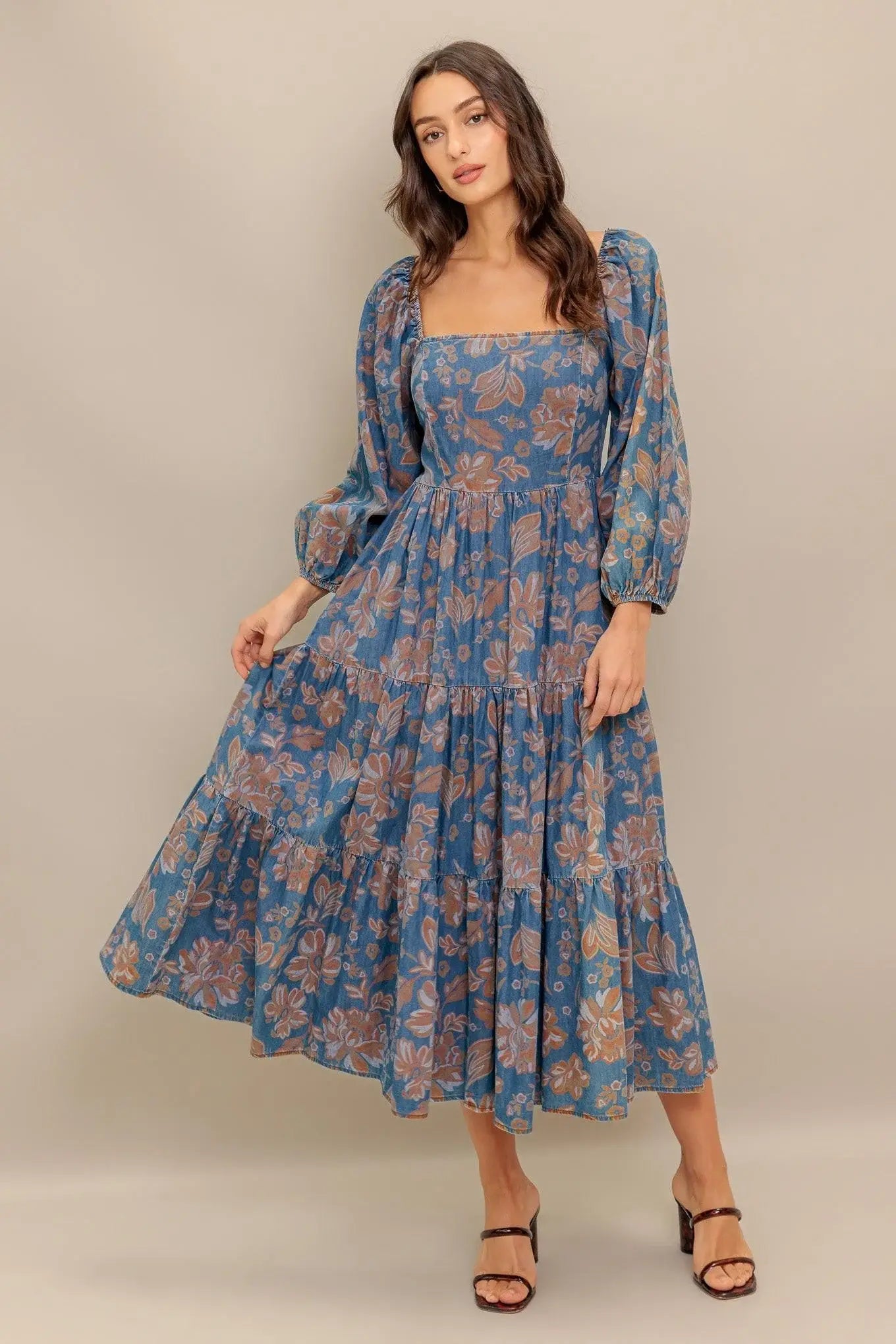 CIRCLE OF FRIENDS DENIM MIDI DRESS - Flying Tomato - Flyclothing LLC