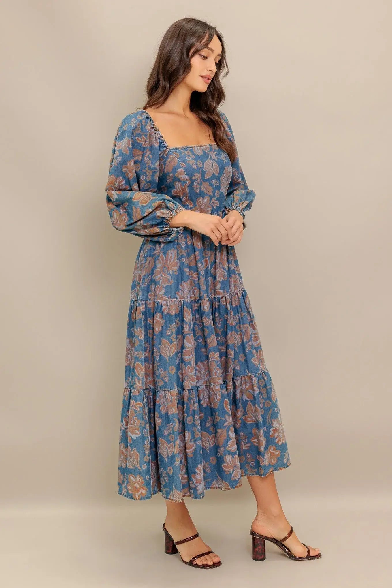 CIRCLE OF FRIENDS DENIM MIDI DRESS - Flying Tomato - Flyclothing LLC