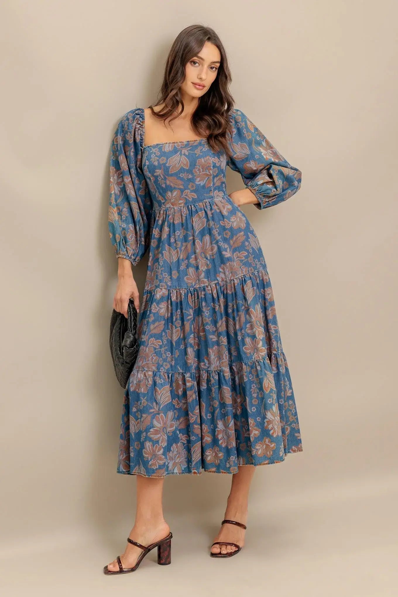 CIRCLE OF FRIENDS DENIM MIDI DRESS - Flying Tomato - Flyclothing LLC