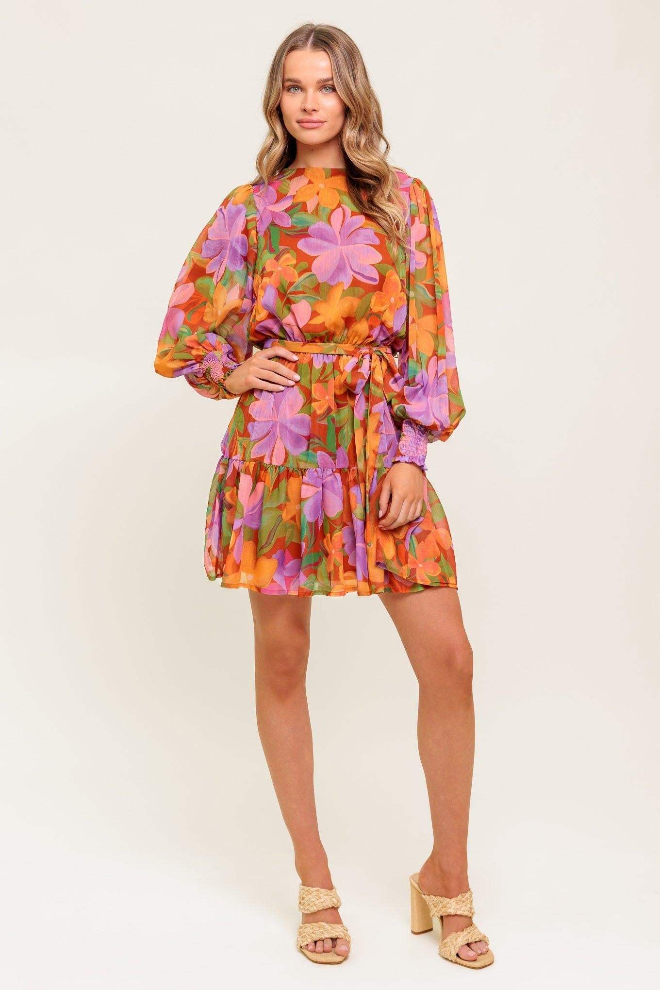 MUTED GARDEN WOVEN MINI DRESS - Flying Tomato - Flyclothing LLC