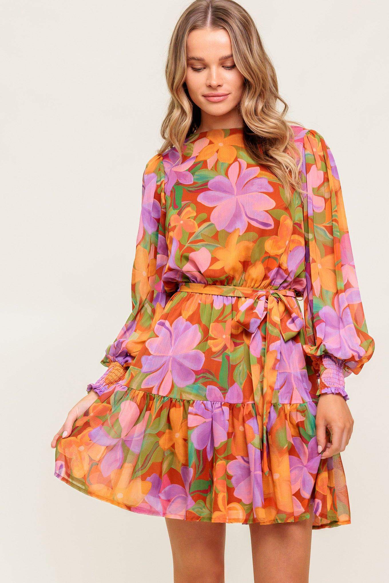 MUTED GARDEN WOVEN MINI DRESS - Flying Tomato - Flyclothing LLC