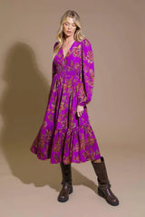ELEGANTLY ELEVATED WOVEN MIDI DRESS - Flying Tomato - Flyclothing LLC