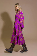 ELEGANTLY ELEVATED WOVEN MIDI DRESS - Flying Tomato - Flyclothing LLC